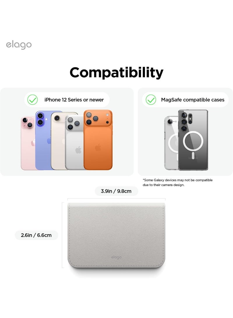 Elago محفظة جلد نباتي مغناطيسية 3 حامل بطاقات متوافقة مع MagSafe لهواتف iPhone 17/16/15/14/13/12 - رمادي فاتح - Image 2